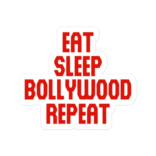 Essen Schlafen Bollywood Wiederholen Rot Gelb Sticker