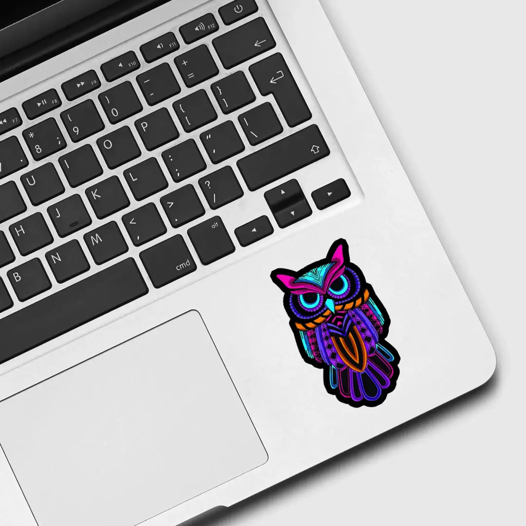 Neon Eulen-Schild Sticker