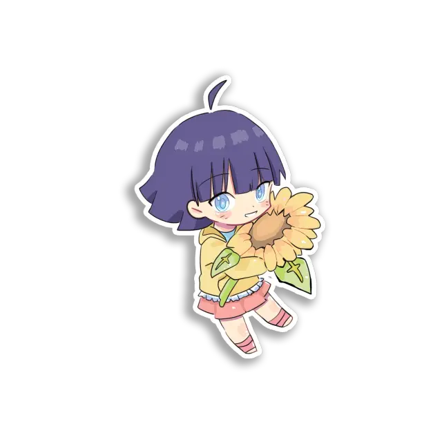 Cute Anime Girl Sunflower Sticker