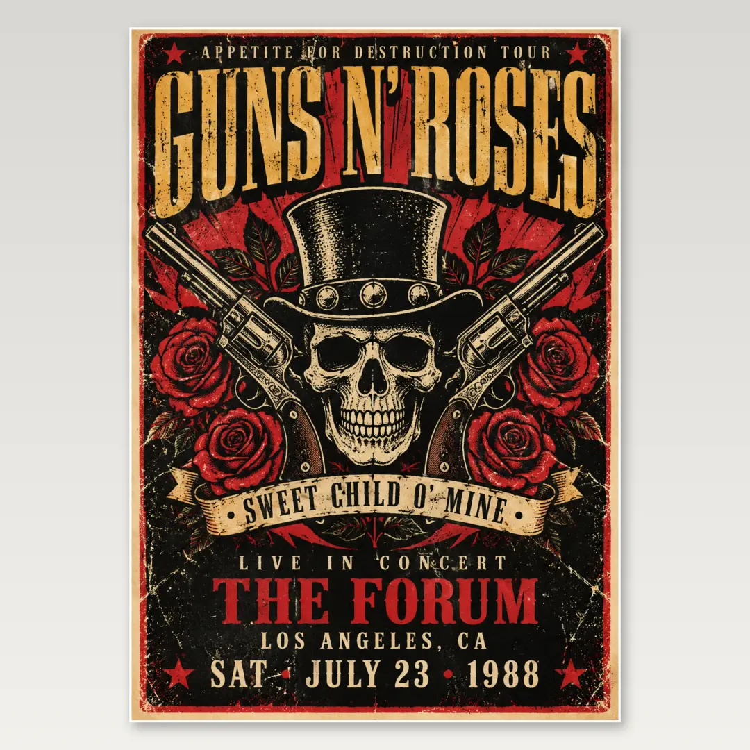 Guns N Roses Floral A4 Poster
