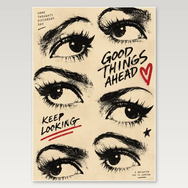 Eyes Repeated Gaze A4 Poster