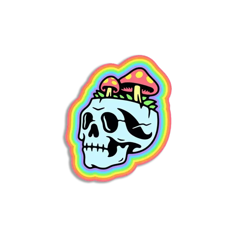 Trippy Rainbow Skull Sticker
