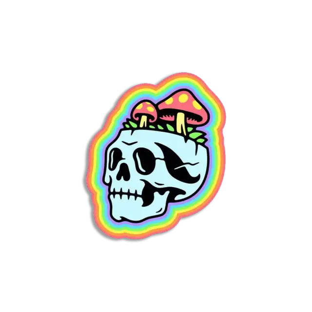 Trippy Regenbogen-Totenkopf Sticker