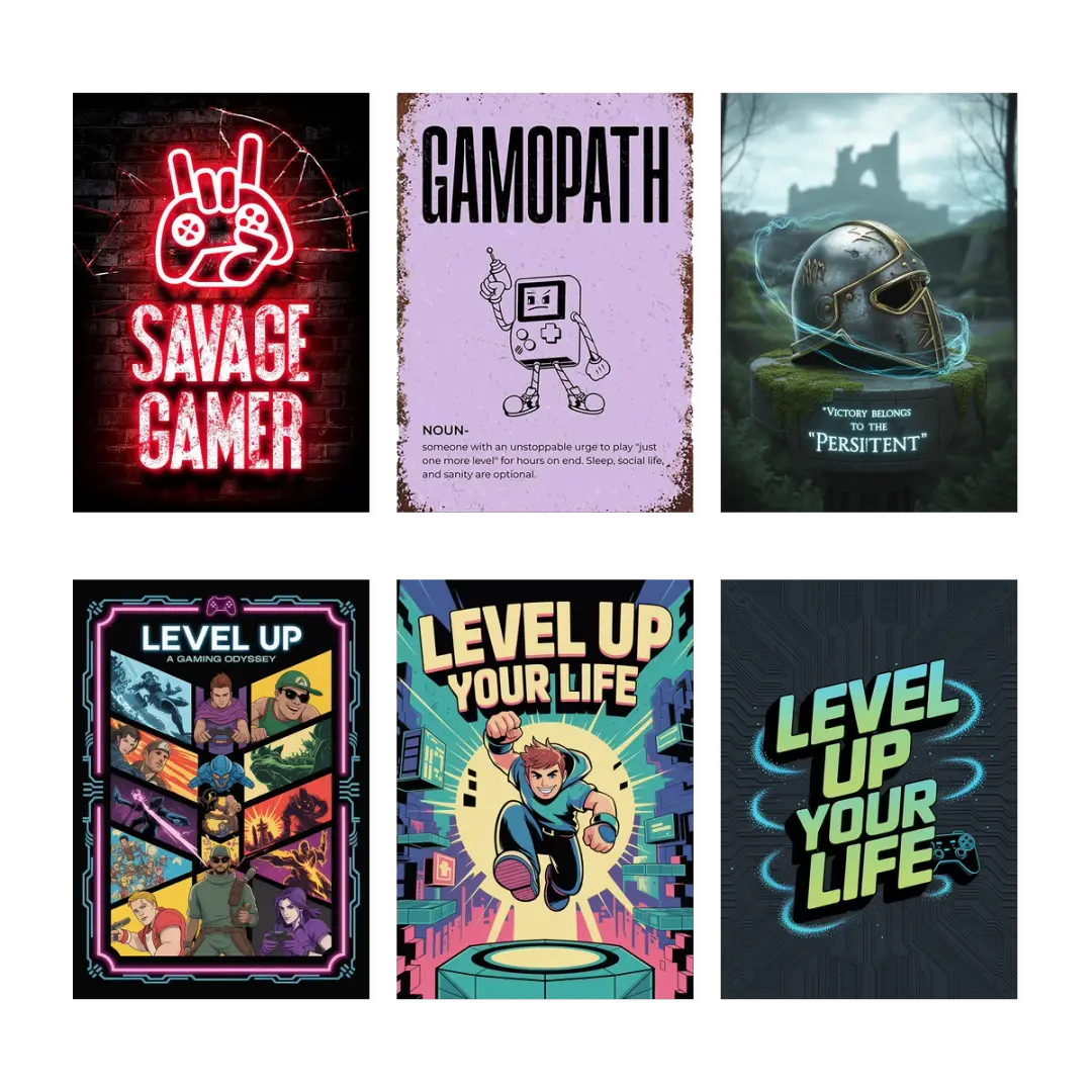 Gamer-Wandposter 6er-Set