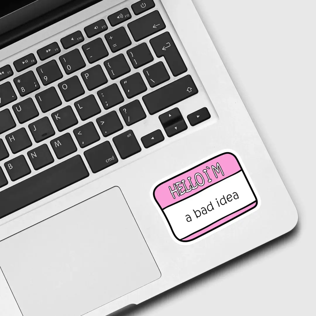 Hallo, ich bin eine schlechte Idee Namensschild-Sticker
