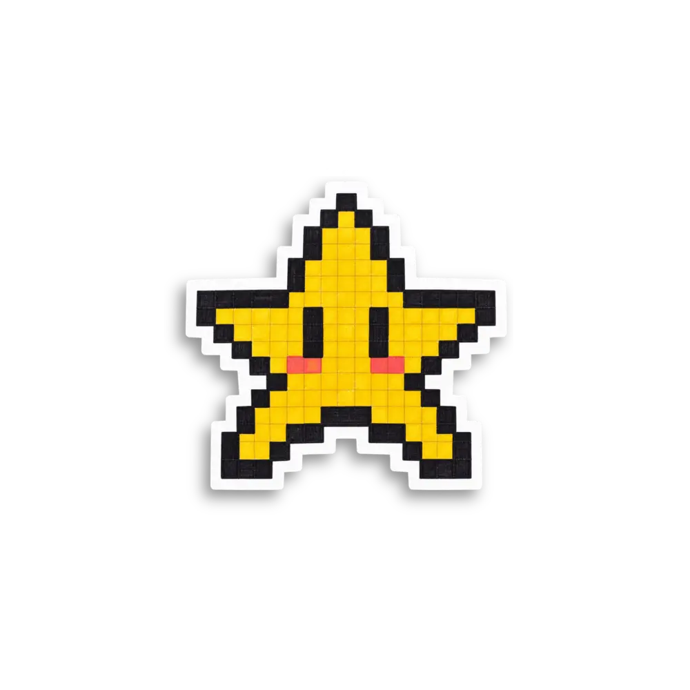 Pegatina de estrella amarilla pixelada