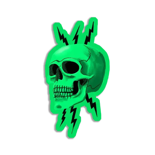 Thunder Green Skull Sticker