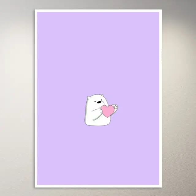 Panda with a heart | Cute Lilac Aesthetic Poster