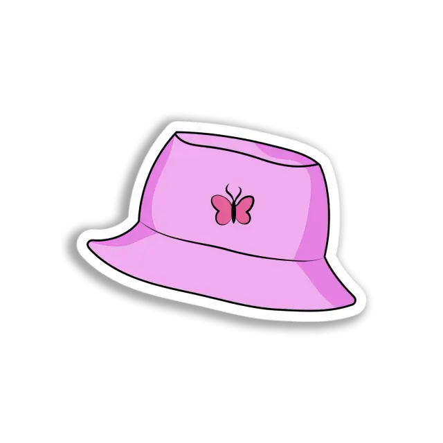 Pink Butterfly Bucket Hat Sticker
