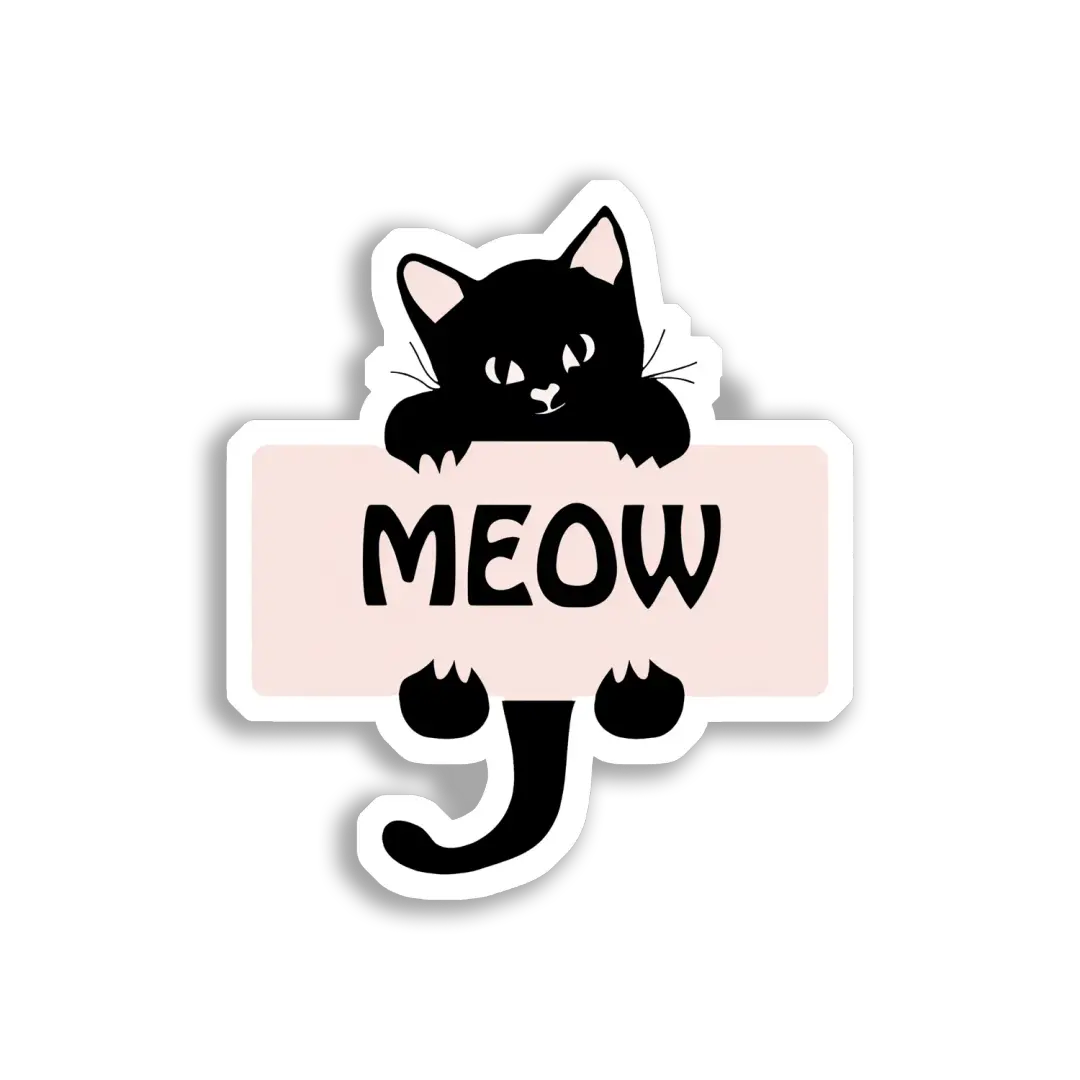 Black Cat Says Meow Sticker