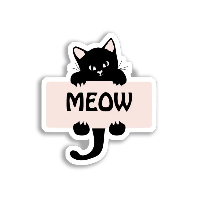 Black Cat Says Meow Sticker