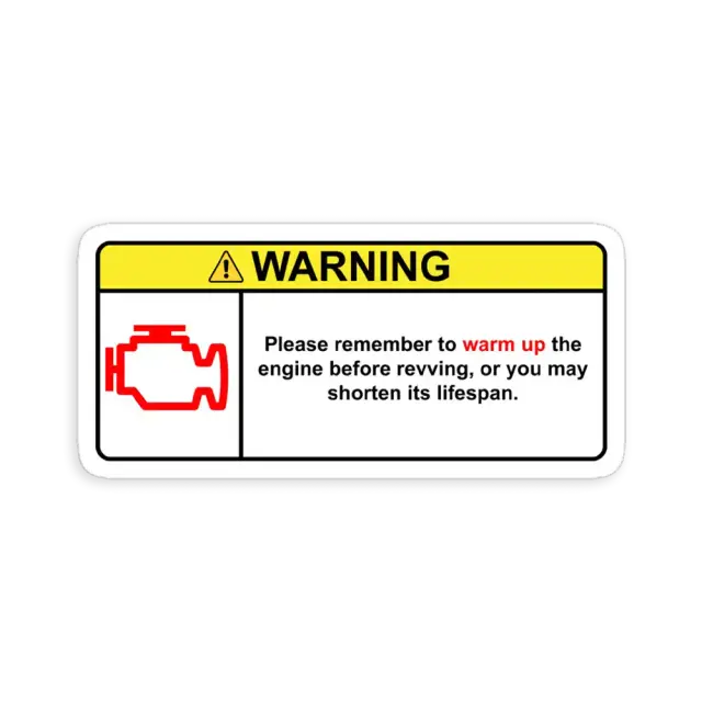 Warnschild Motor warmlaufen lassen Sticker