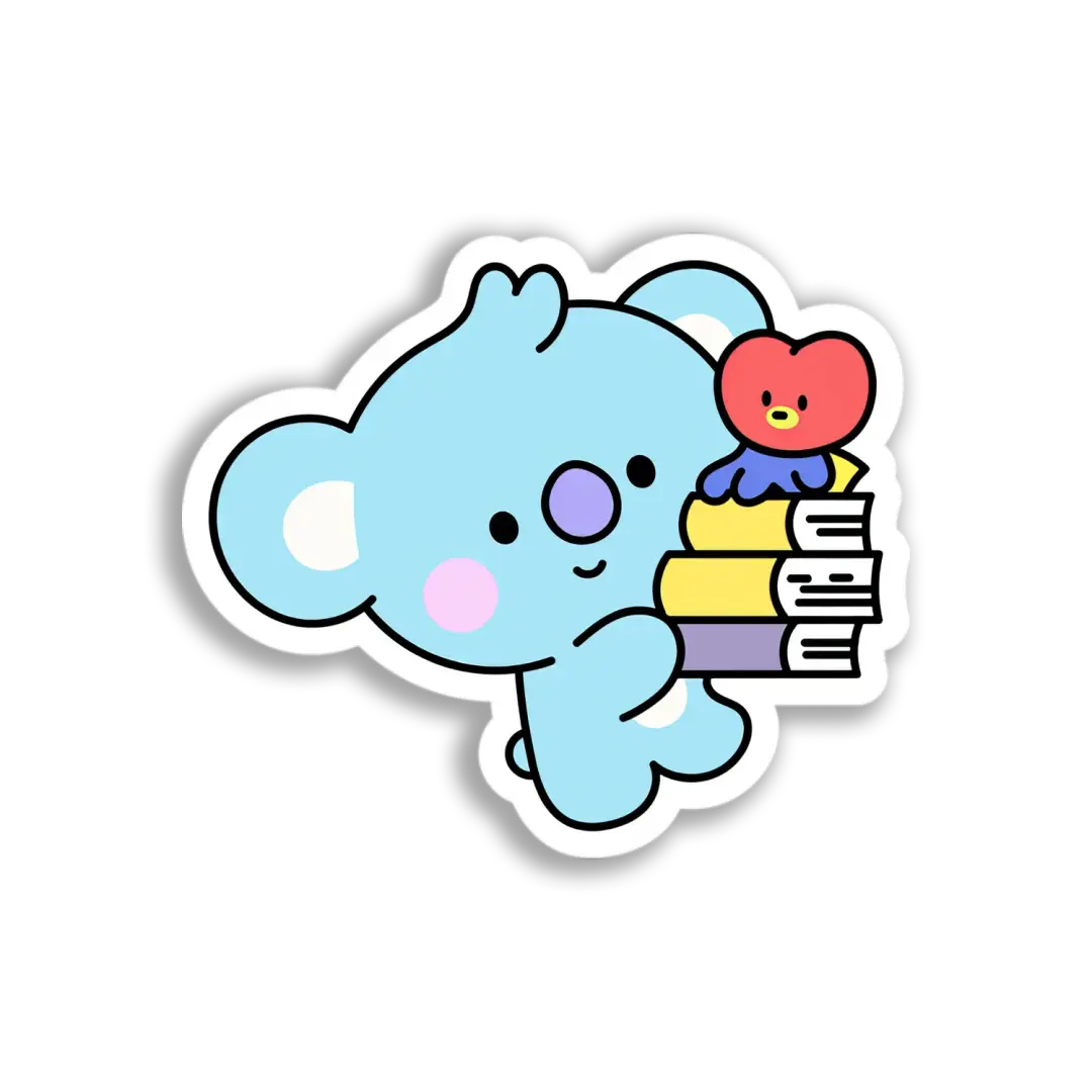 Koala With Books Sticker
