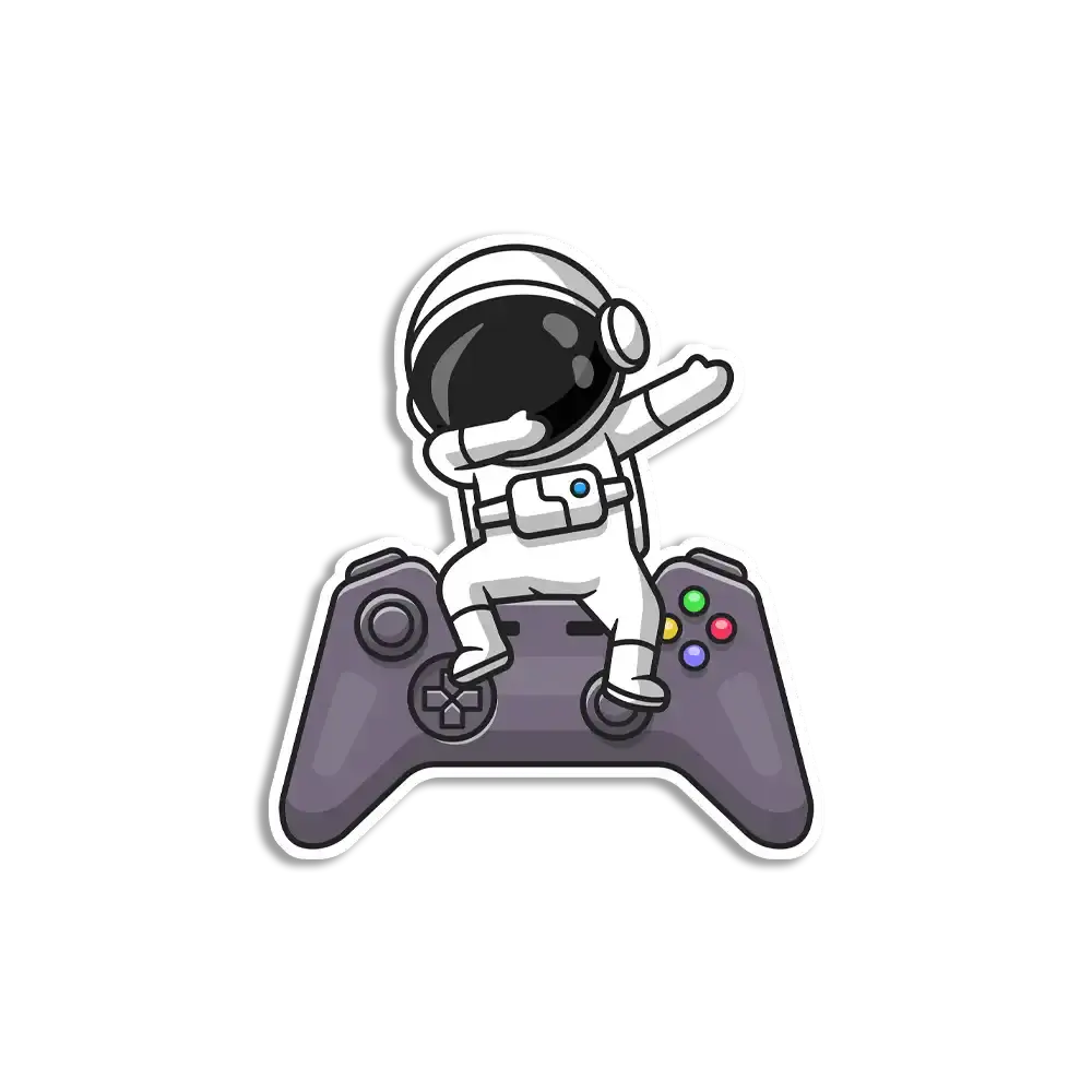 Niedlicher dabbender Astronaut mit Gamecontroller Sticker