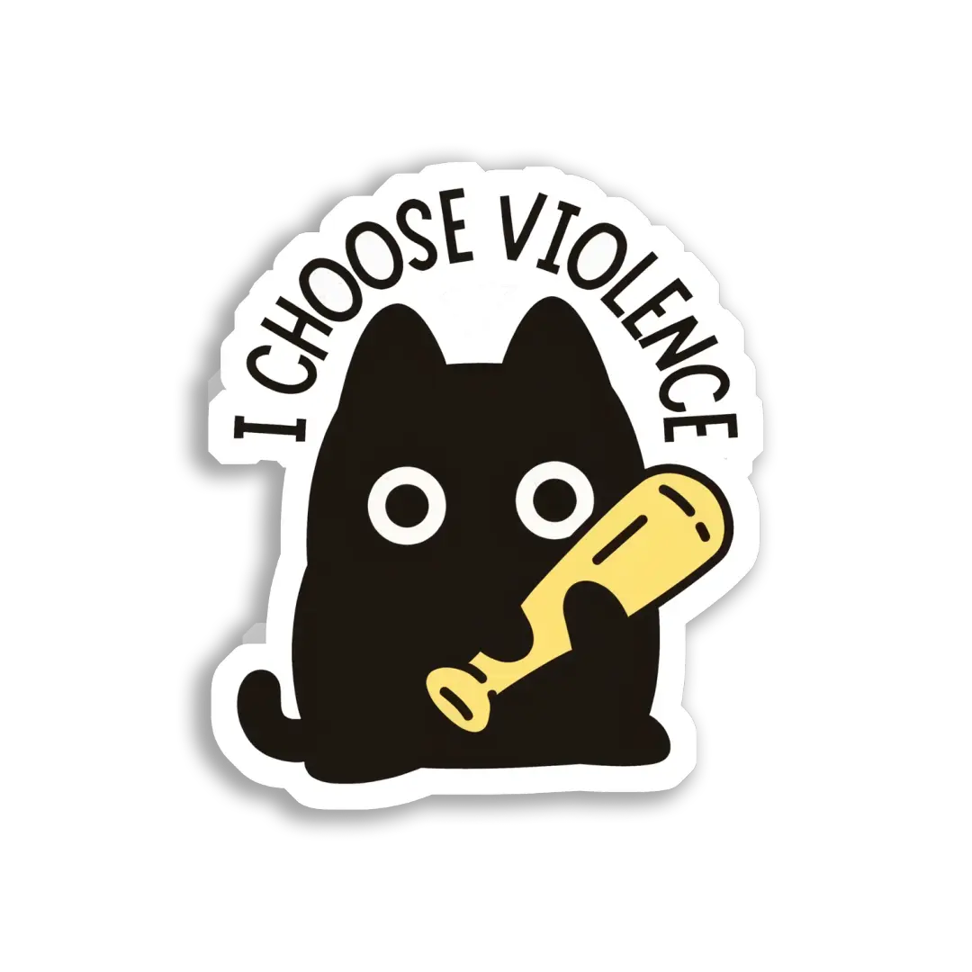 I Choose Violence Cat With Bat Sticker