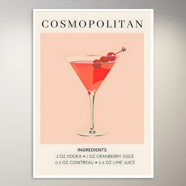 Cosmopolitan Cocktail Zutatenliste Poster