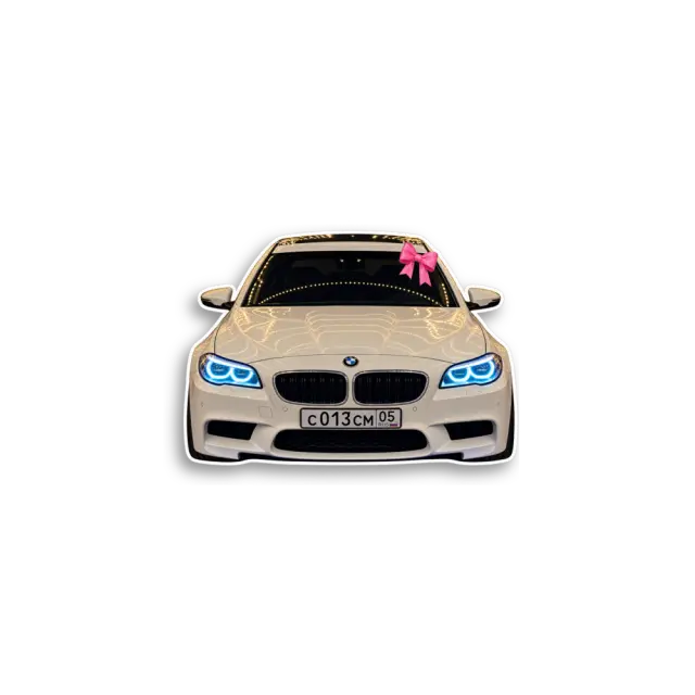 Weißes Auto mit Schleife Sticker