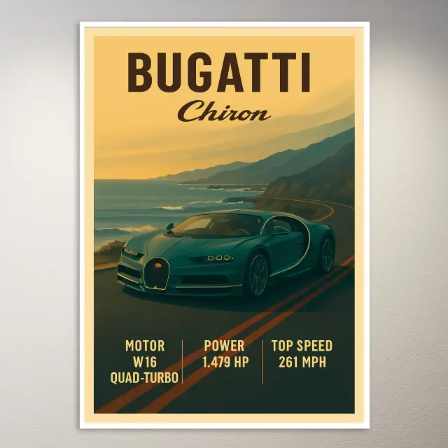 Bugatti Chiron Küstenfahrt Poster