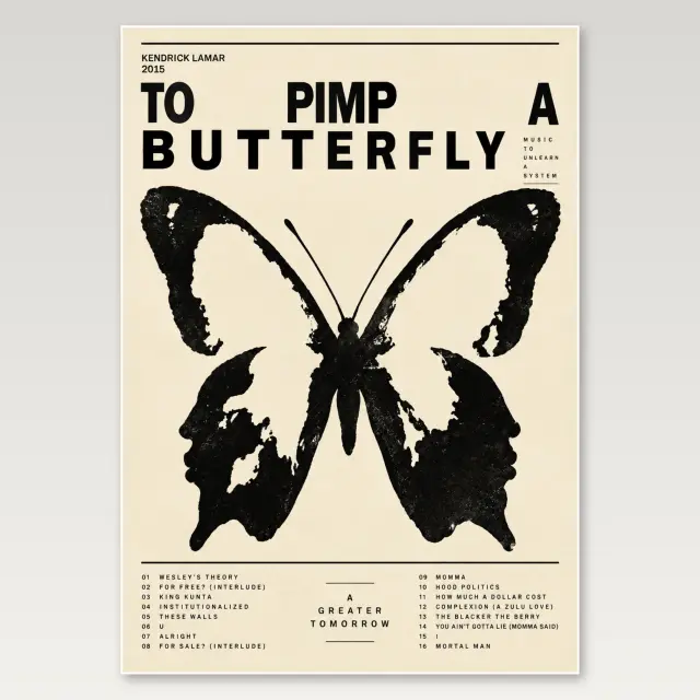 Póster A4 Collage de Kendrick con mariposa