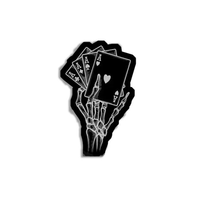 Neon Skull with Cards Sticker