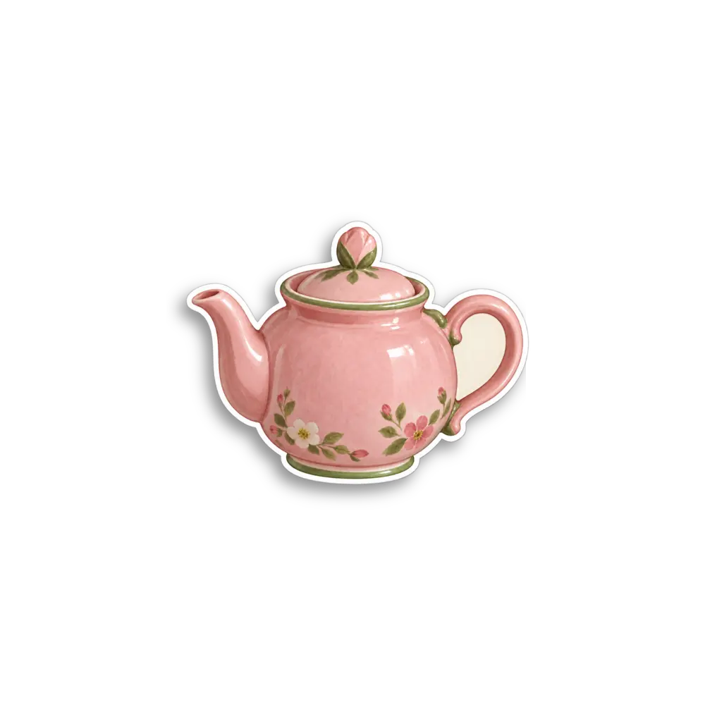 Rosa geblümte Teekanne Sticker