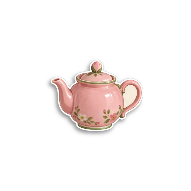 Rosa geblümte Teekanne Sticker