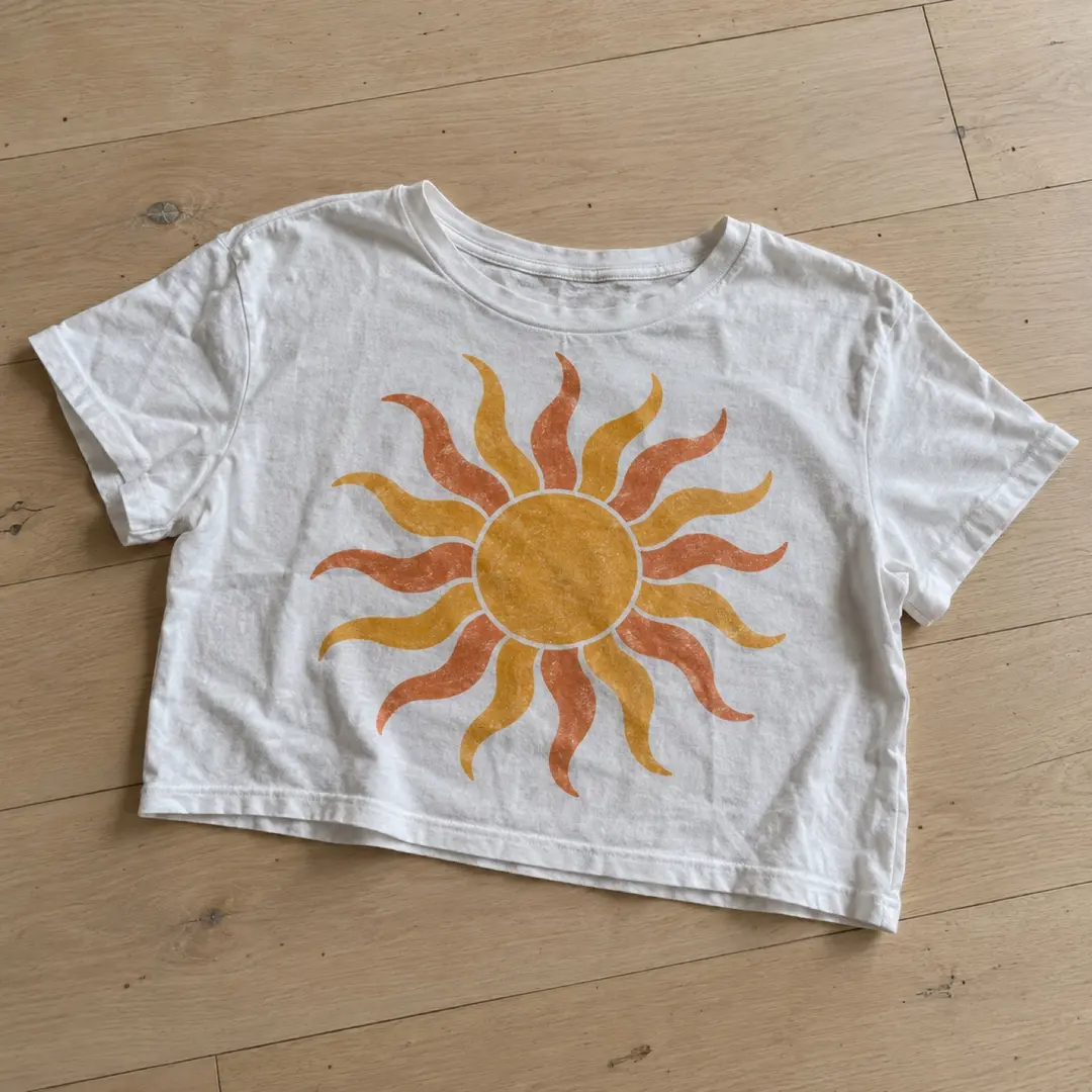 Retro-Sonnen-Crop-Top — Weiß
