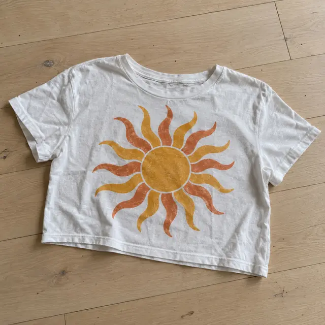 Retro Sun Crop Top — White