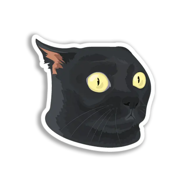 Surprised Black Cat Head Sticker