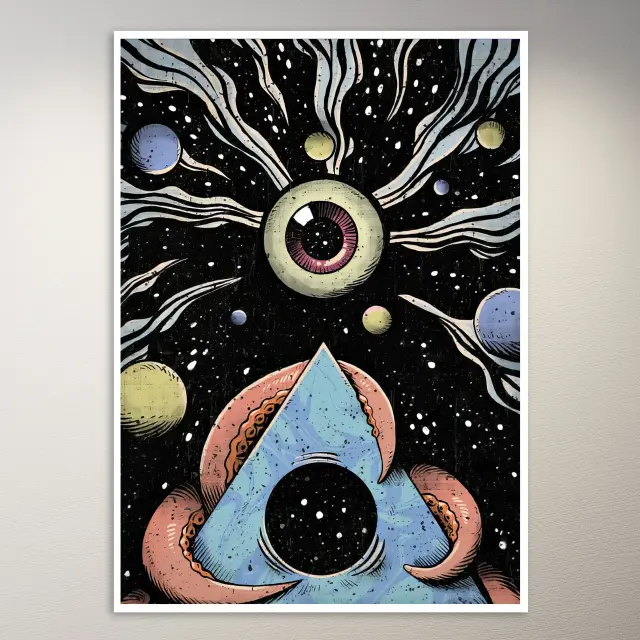 Kosmisches Auge und Dreieck mit Tentakeln Poster