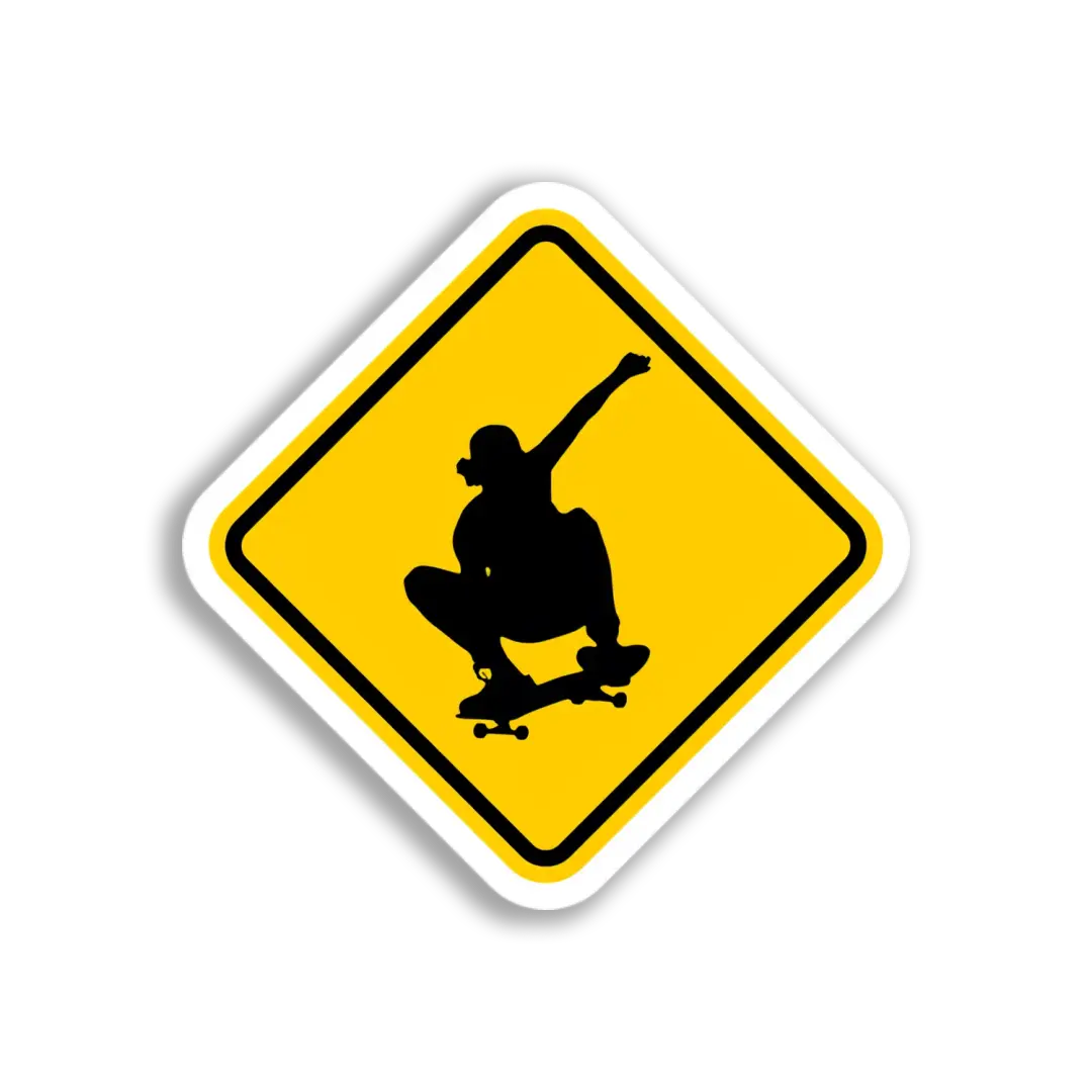 Skateboarder-Warnschild-Sticker