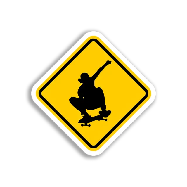 Skateboarder-Warnschild-Sticker