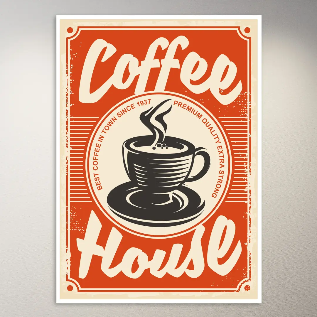 Vintage Kaffeehaus-Schild-Poster