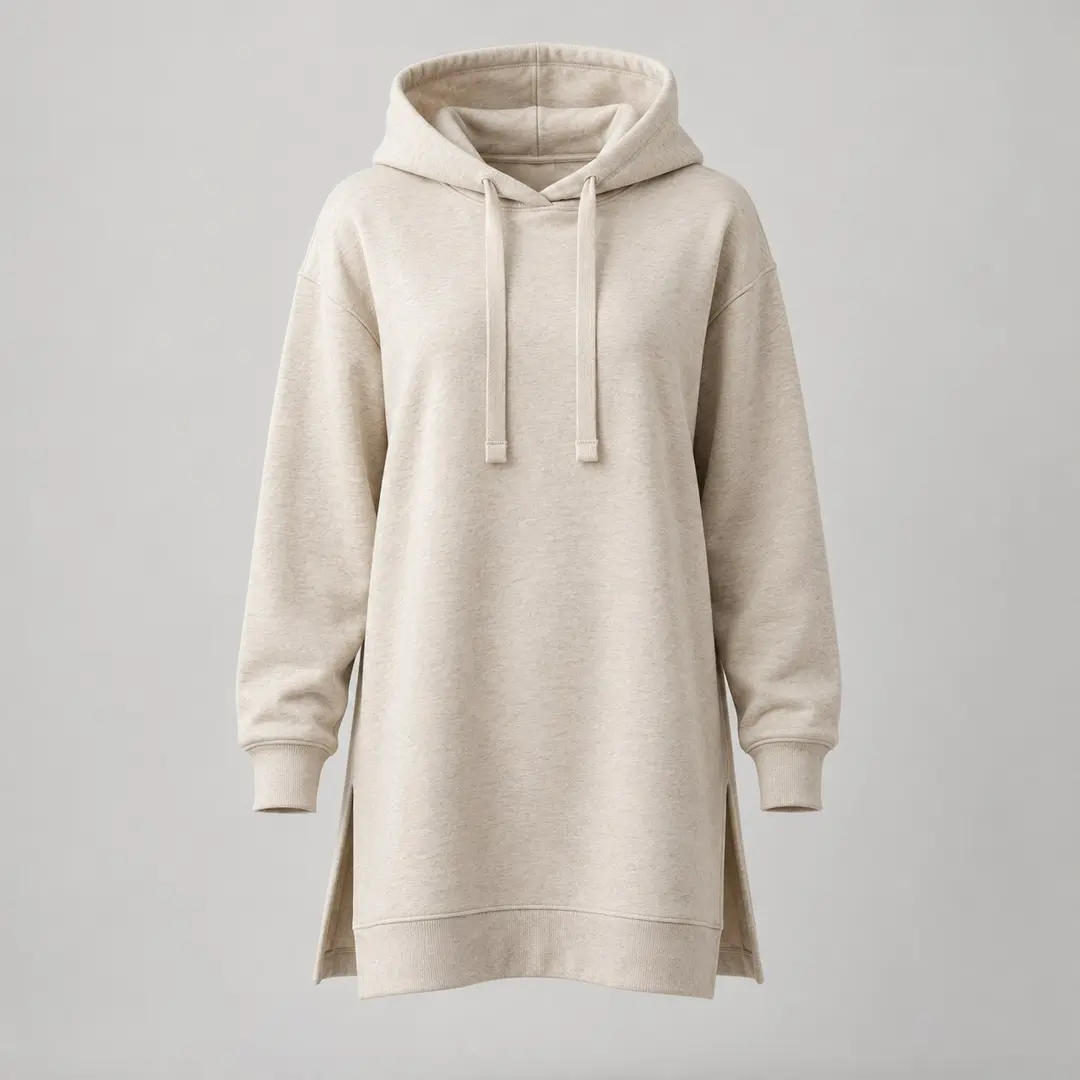 Hillside Longline Hoodie in Oatmeal