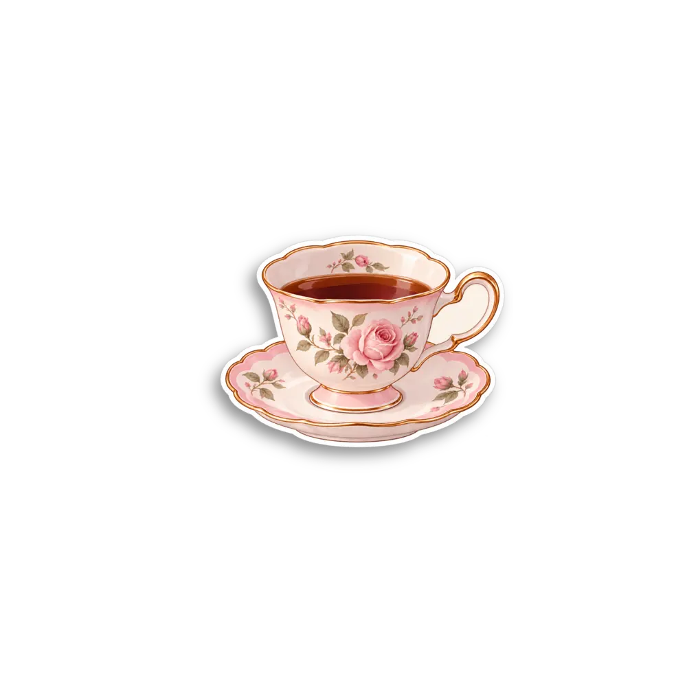 Rosa Teetasse Sticker