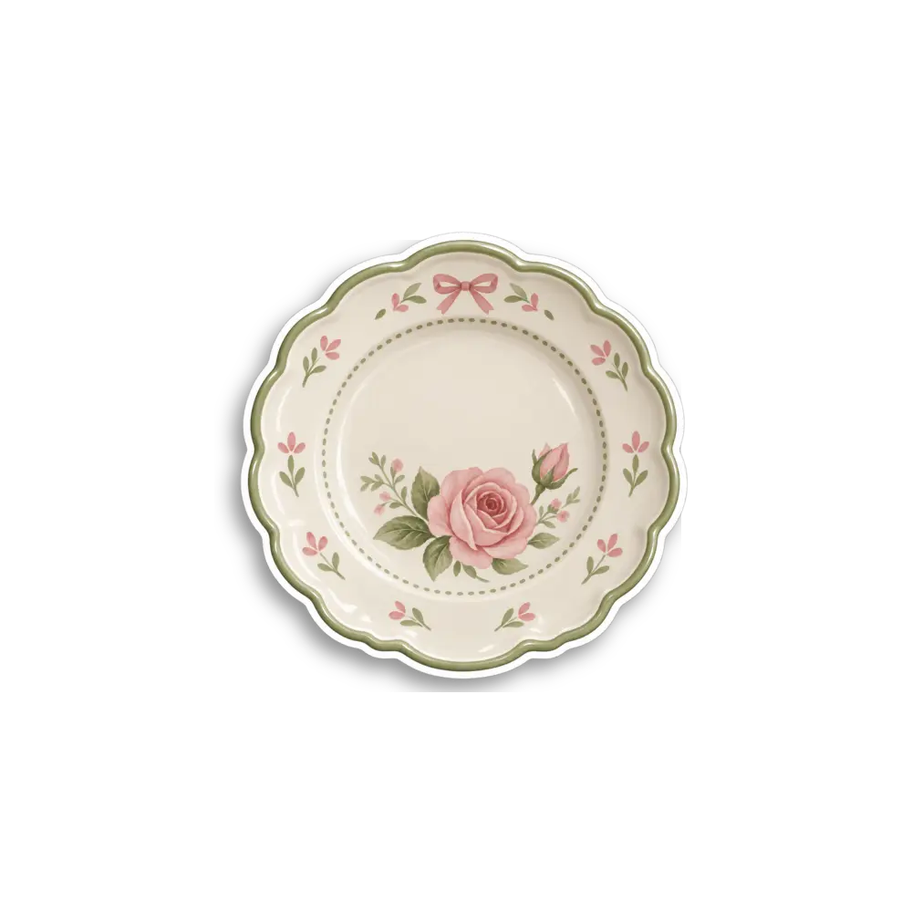Geblümter Rosenteller Sticker