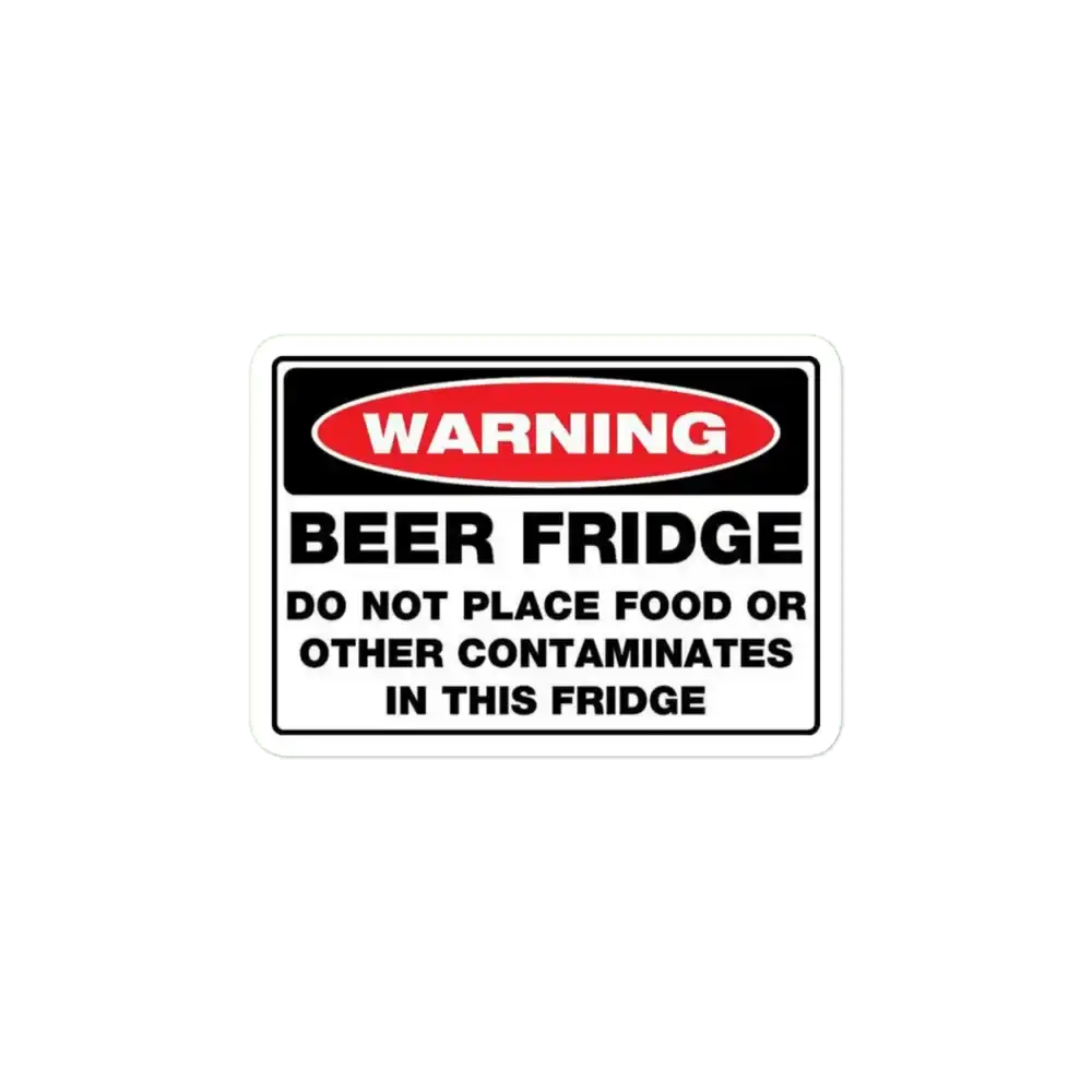Warning Beer Fridge - Contains Beer Sticker