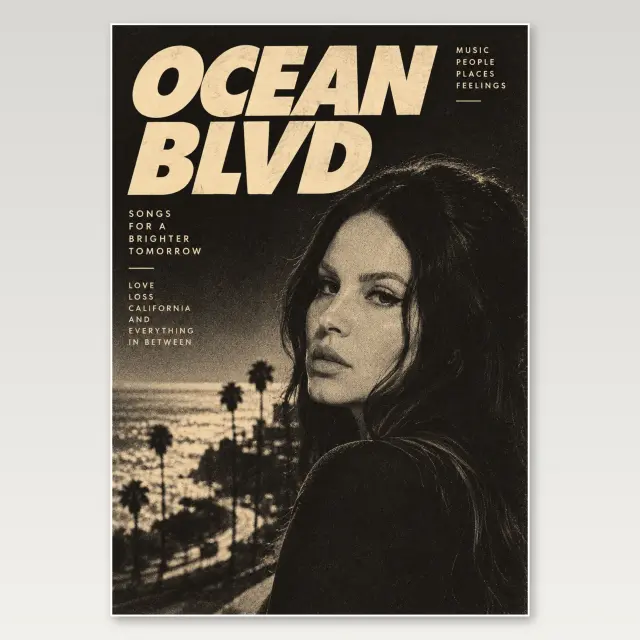 ملصق فني Ocean Blvd داكن A4