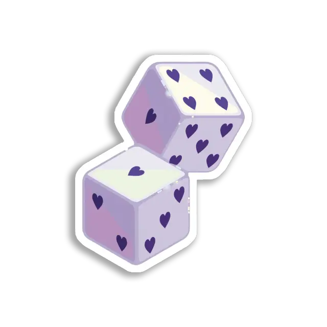 Purple Dice With Hearts Sticker