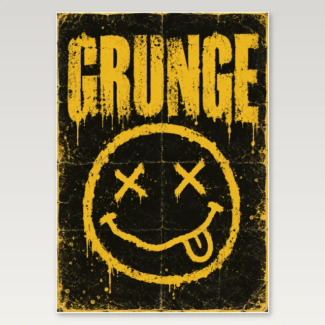 Grunge Smile A4 Poster