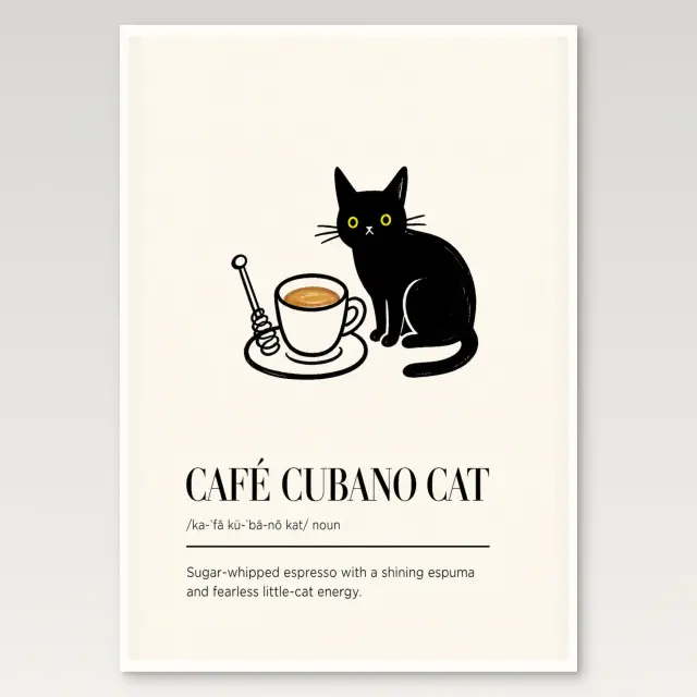 Cafe-Cubano-Katze Poster