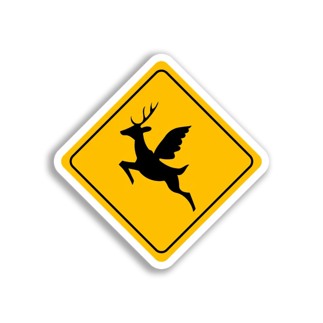 Winged Deer Warning Sticker