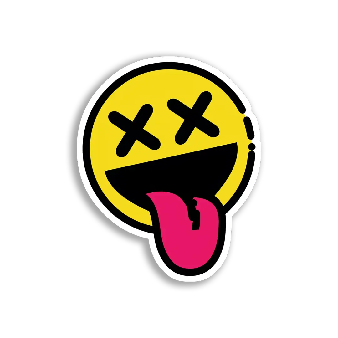 Dead Smiley Face With Tongue Out Sticker