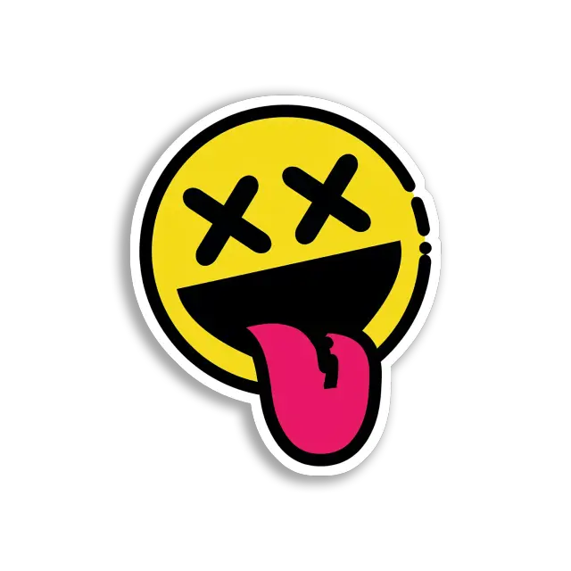 Dead Smiley Face With Tongue Out Sticker