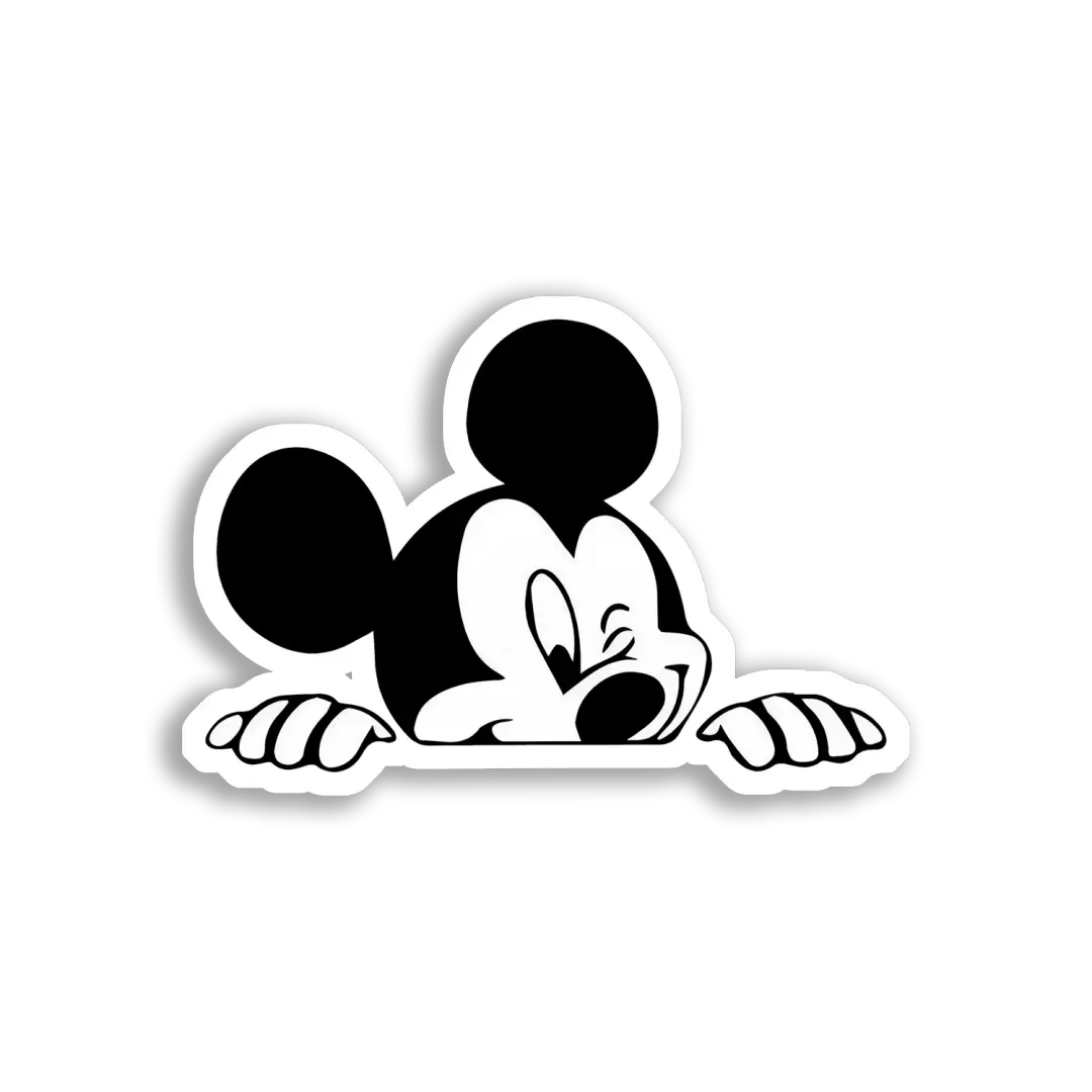 Mickey Mouse späht über den Rand Sticker