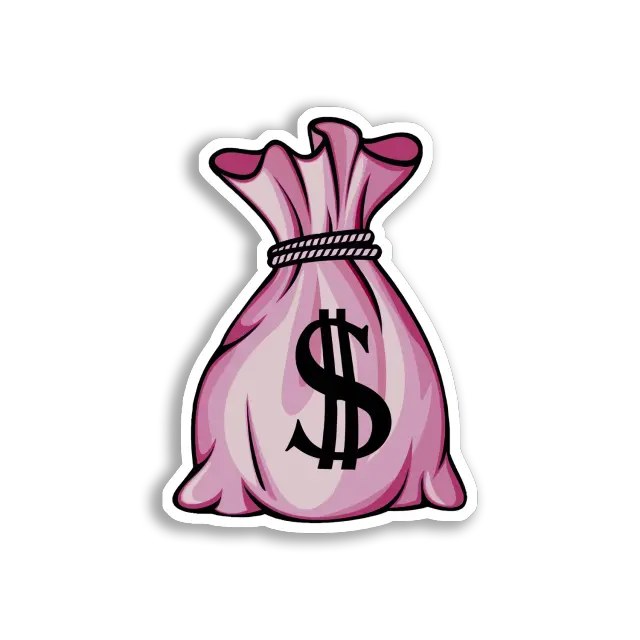 Pink Money Bag With Dollar Sign Sticker