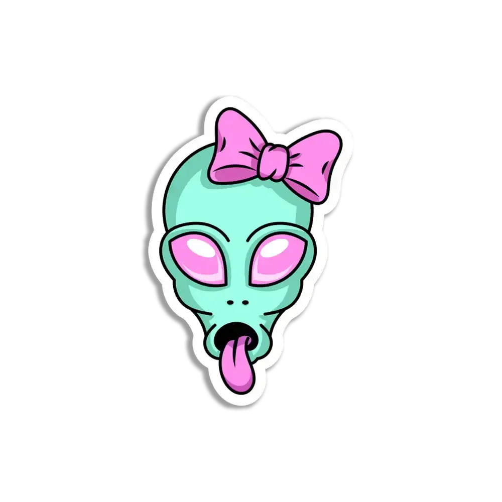 Alien Shows Tongue Sticker