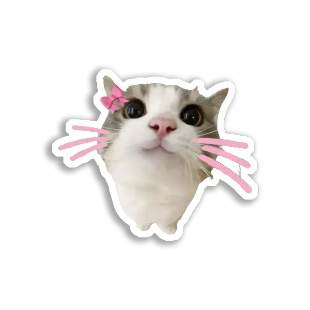 Niedliche Katze mit rosa Schleife Sticker