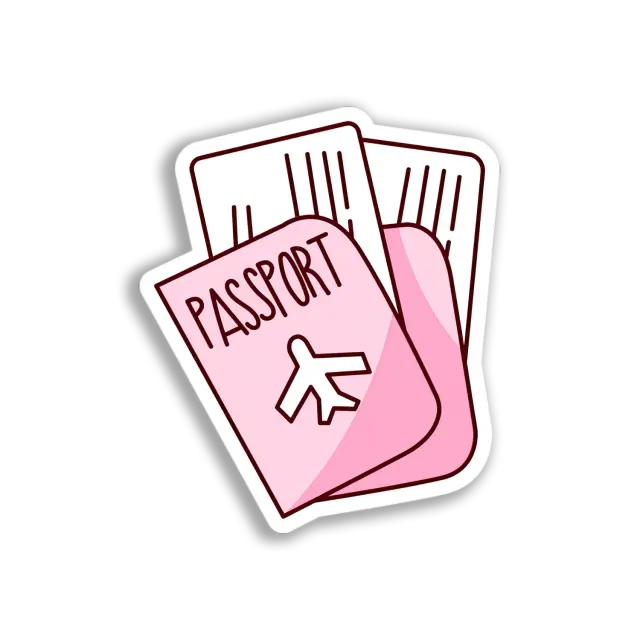 Pink Passport & Tickets Sticker