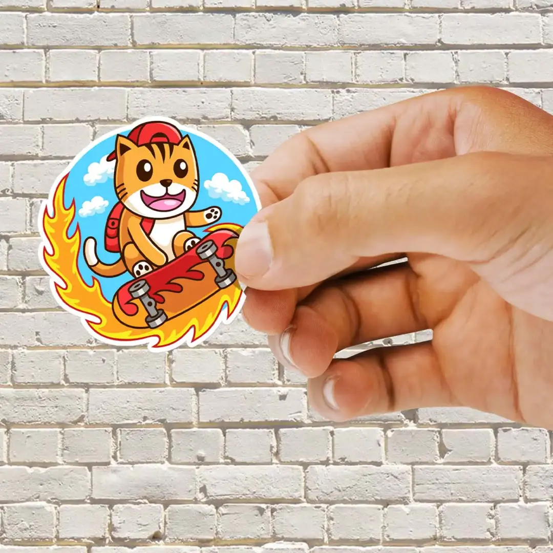 Skateboarder Cat Single Sticker